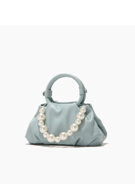 Yellow Pearl-Embellished Structured Handbag - 28