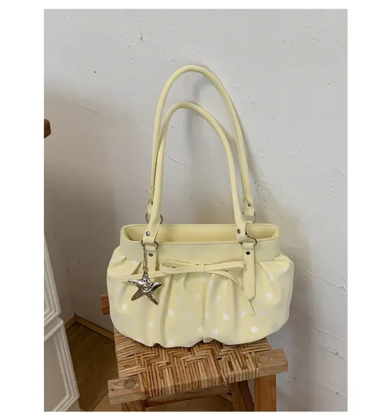 Moodstreet University of Australia Hoodie Gray + Polka Dot Pleated Handbag Cream - 43
