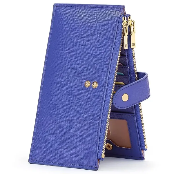 Design Saffiano-Textured Double-Zip Long Wallet Royal Blue - 1