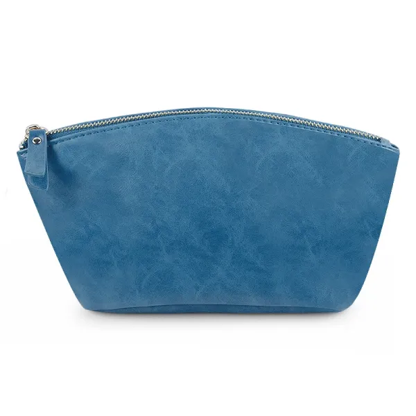 Design Mini Cosmetic Pouch Blue Vegan Leather Bag - 1