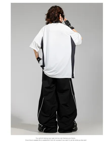 MFDD Magic McDou 70 Graphic Oversized T-Shirt + Wide-Leg Sweatpants Set Black/White - 14
