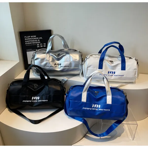 Perpetual Motion Duffle Bag White with Blue Accents - 20