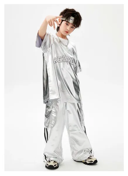 Rockarolly Silver Metallic Hoodie Set with Visor Hat - 14