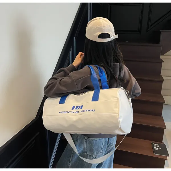 Perpetual Motion Duffle Bag White with Blue Accents - 35