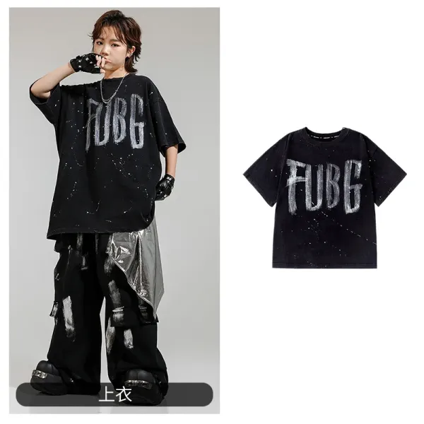 FUBG Graphic Print Oversized T-Shirt Black - 1