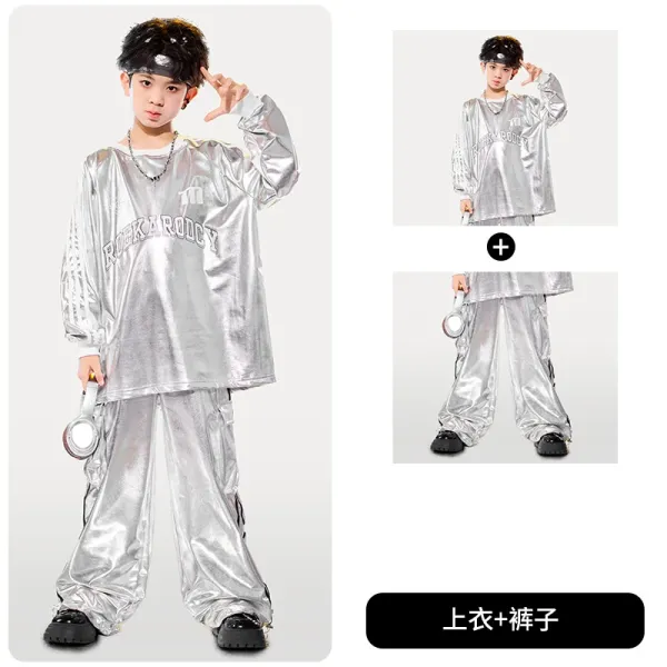 Rockarocky Metallic Silver Oversized Hoodie and Pants Set - 1
