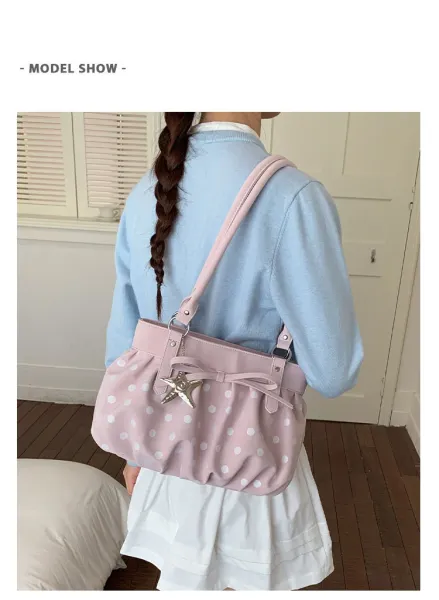 Moodstreet University of Australia Hoodie Gray + Polka Dot Pleated Handbag Cream - 15