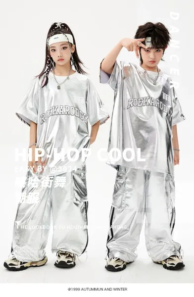 Rockarolly Silver Metallic Hoodie Set with Visor Hat - 2