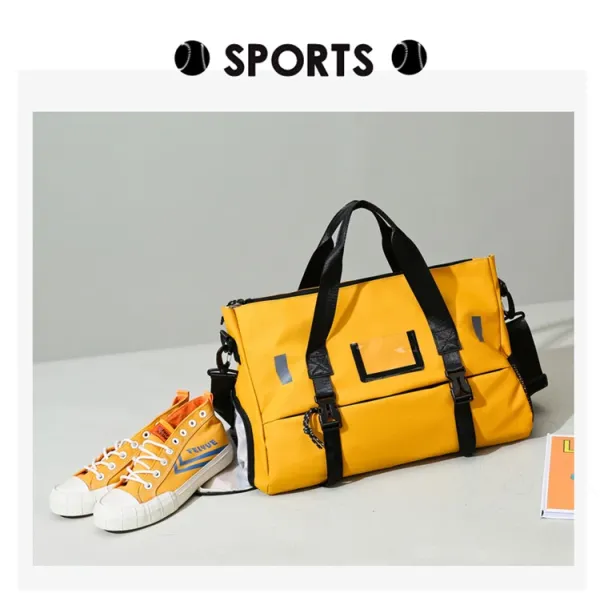 Design Sporty Duffle Bag Pink with Black Straps - 19