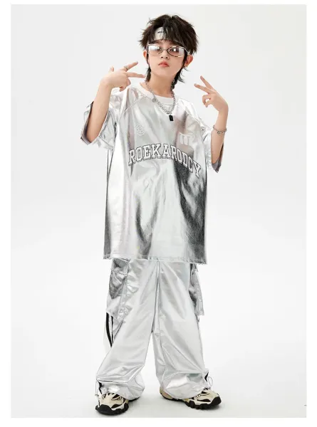 Rockarolly Silver Metallic Hoodie Set with Visor Hat - 12
