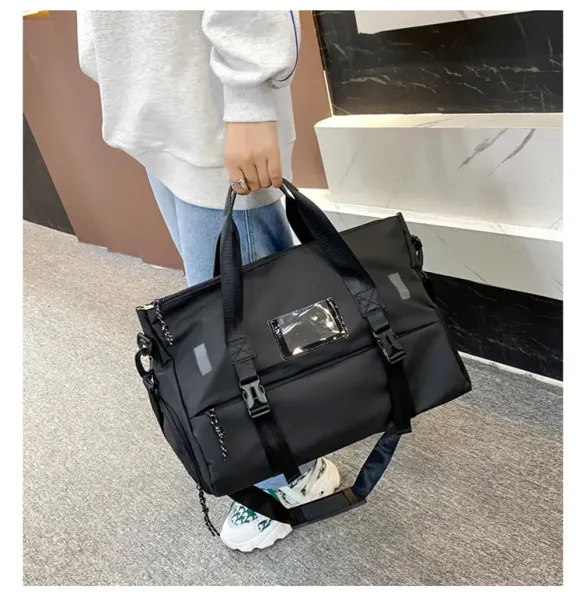Design Sporty Duffle Bag Pink with Black Straps - 29