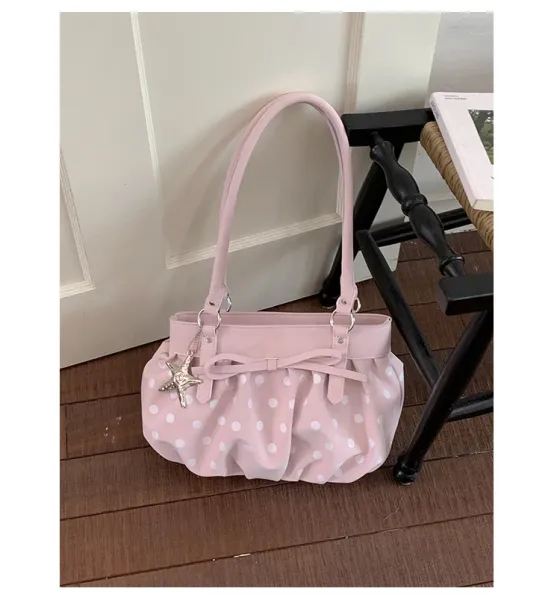 Moodstreet University of Australia Hoodie Gray + Polka Dot Pleated Handbag Cream - 39