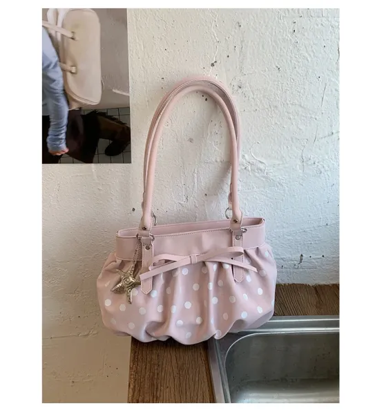 Moodstreet University of Australia Hoodie Gray + Polka Dot Pleated Handbag Cream - 40