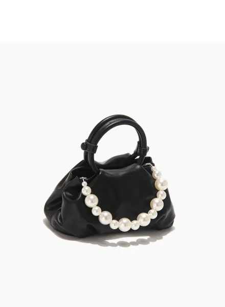 Yellow Pearl-Embellished Structured Handbag - 39