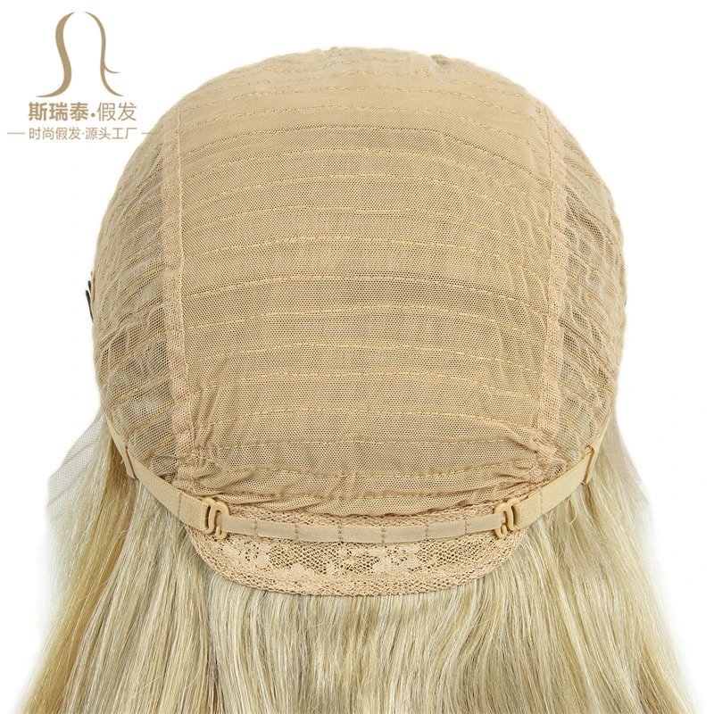XWY-0373 13x3 Lace Front Wig Honey Blonde Straight Synthetic Hairpiece - 19