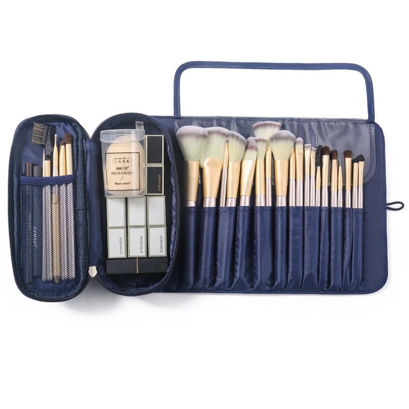 Pink Roll-Up Makeup Brush Organizer Pouch - 12