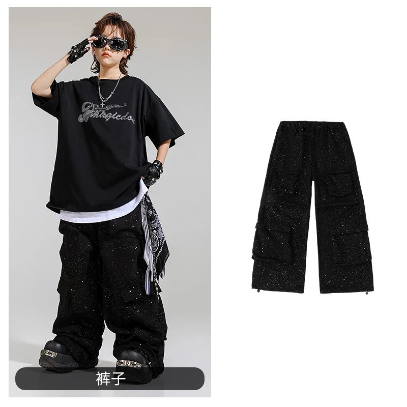 Design Glitter Cargo Pants Black - 1