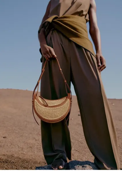 Polène Noé Tote Bag Beige and Brown Raffia Woven Handbag - 14