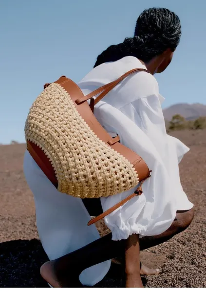 Polène Noé Tote Bag Beige and Brown Raffia Woven Handbag - 19
