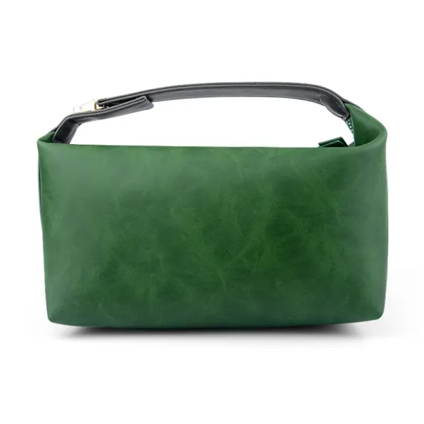 Green Structured Top-Handle Handbag - 1