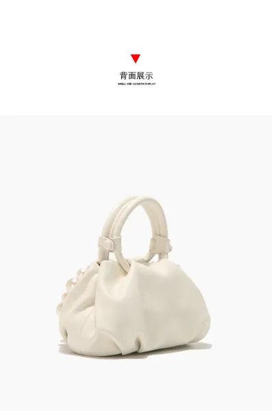 Yellow Pearl-Embellished Structured Handbag - 14