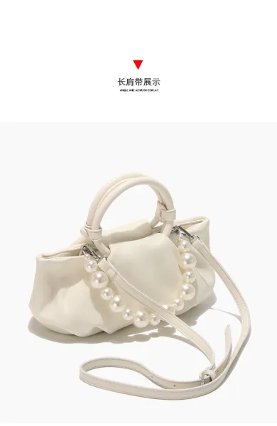 Yellow Pearl-Embellished Structured Handbag - 16