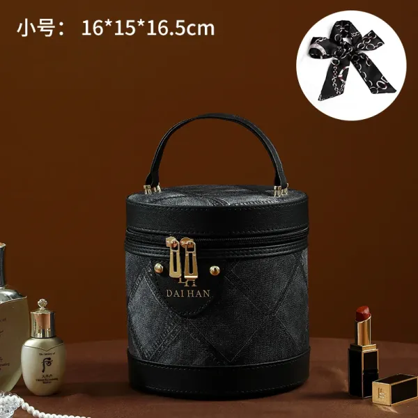 Dai Han Round Makeup Case Black Handbag - 1