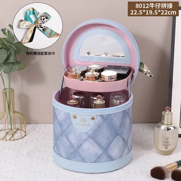 Dai Han 8012 Quilted Denim Cosmetic Case Blue - 1