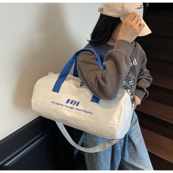 Perpetual Motion Duffle Bag White with Blue Accents - 34