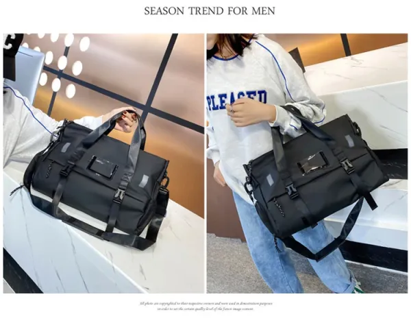 Design Sporty Duffle Bag Pink with Black Straps - 28