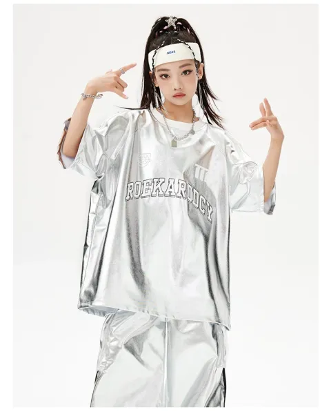 Rockarolly Silver Metallic Hoodie Set with Visor Hat - 8