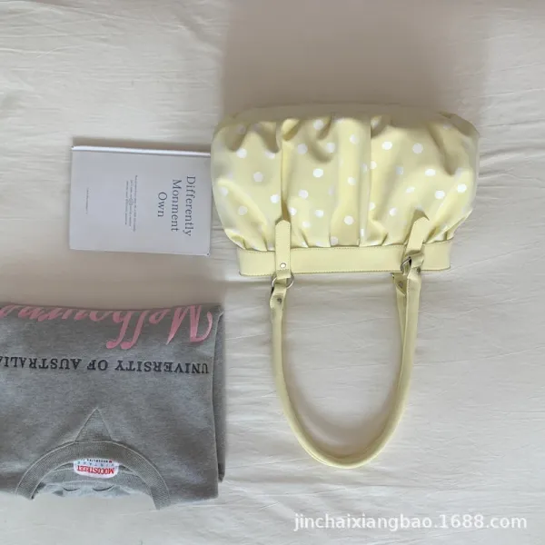 Design Polka Dot Puff Handbag Yellow - 1
