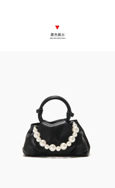 Yellow Pearl-Embellished Structured Handbag - 37