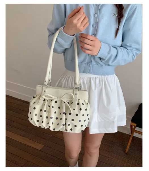 Moodstreet University of Australia Hoodie Gray + Polka Dot Pleated Handbag Cream - 22