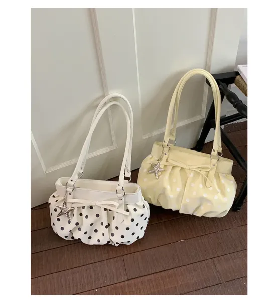 Moodstreet University of Australia Hoodie Gray + Polka Dot Pleated Handbag Cream - 41