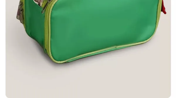 GOOODFOR Plaid-Trimmed Mini Boston Bag in Lime Green and Blue - 7
