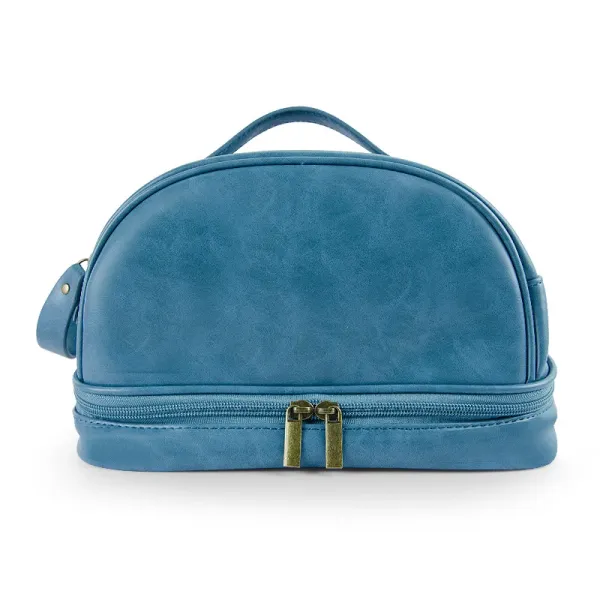 Design Dome-Shaped Zippered Toiletry Bag in Teal Blue - 1
