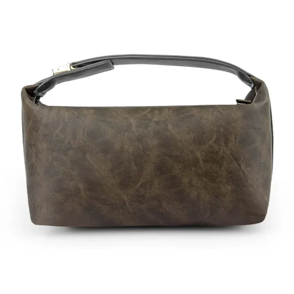 Design Hobo Bag Brown Distressed Leather Handbag - 1