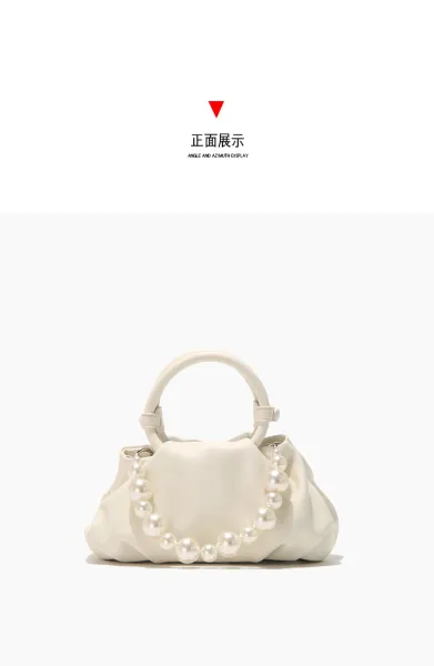 Yellow Pearl-Embellished Structured Handbag - 10