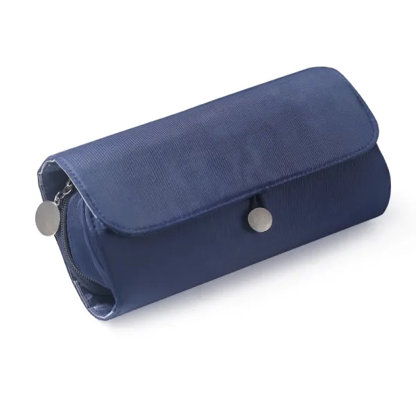 Navy Blue Roll-Up Clutch with Snap Closure - 1