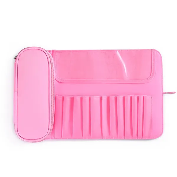 Pink Roll-Up Makeup Brush Organizer Pouch - 1