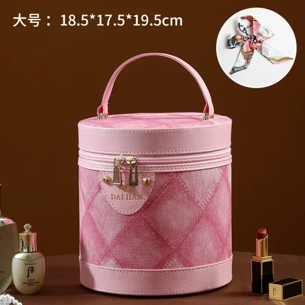 Daihan Pink Argyle Pattern Round Handbag - 1