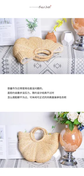 Straw Woven Hat Bag - Natural Beige Tote Bag - 17