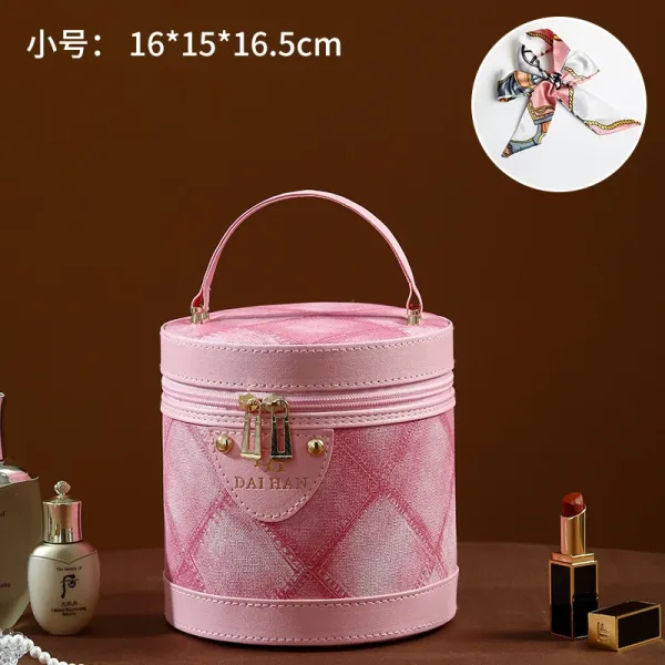 Dai Han Pink Plaid Makeup Case Handbag - 1