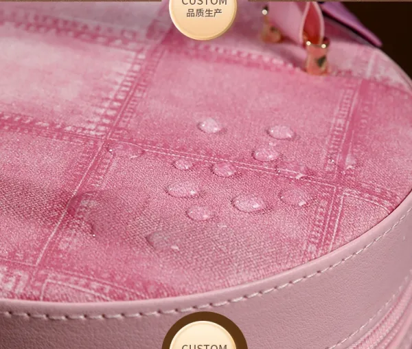 M Letter Print Cosmetic Case Black Pink Bucket Bag - 10