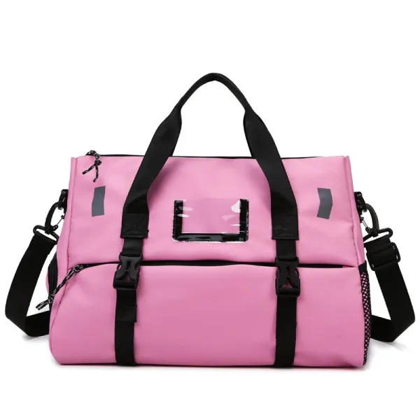 Design Sporty Duffle Bag Pink with Black Straps - 1