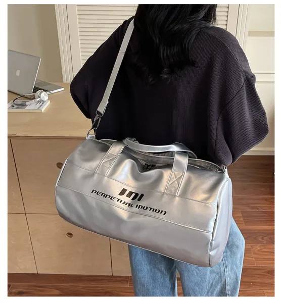 Perpetual Motion Duffle Bag White with Blue Accents - 4