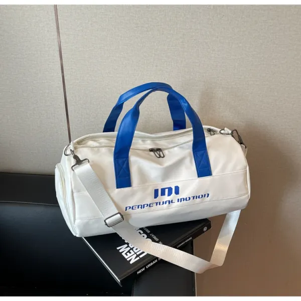 Perpetual Motion Duffle Bag White with Blue Accents - 21