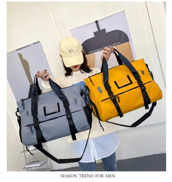 Design Sporty Duffle Bag Pink with Black Straps - 23