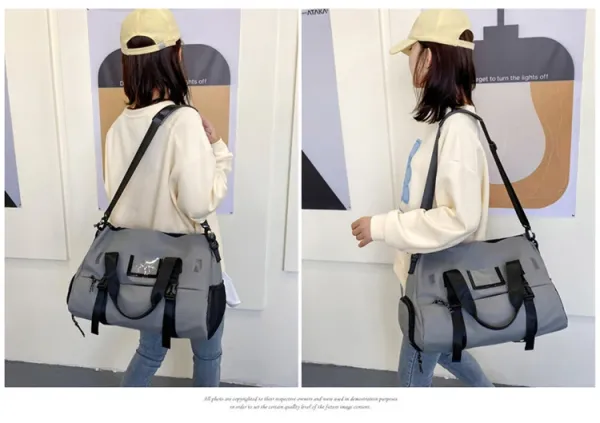 Design Sporty Duffle Bag Pink with Black Straps - 25
